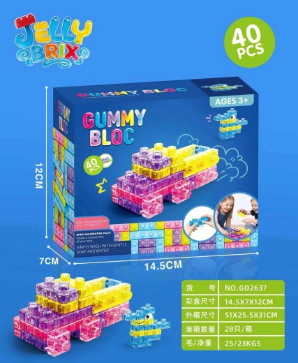 Cubes en gel souples et colorés pour enfants – 40 pcs