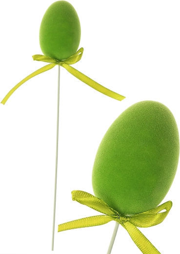 Oeuf de Pâques sur pique avec imitation de mousse 4 × 25 cm