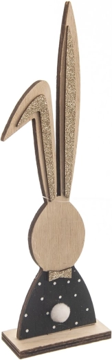 Décoration en bois Lapin noir et marron 26 cm