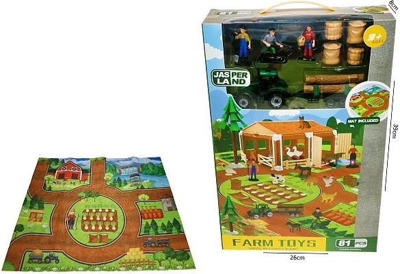Ensemble de ferme avec bâtiment agricole et tapis de jeu
