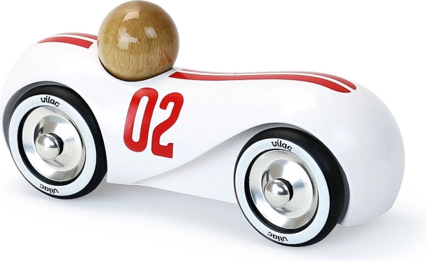 Vilac voiture de course en bois Streamline vintage blanche