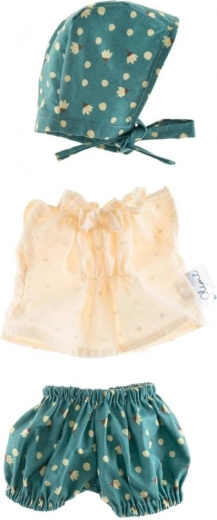 Ensemble pour poupée avec bonnet 32 cm pois crème