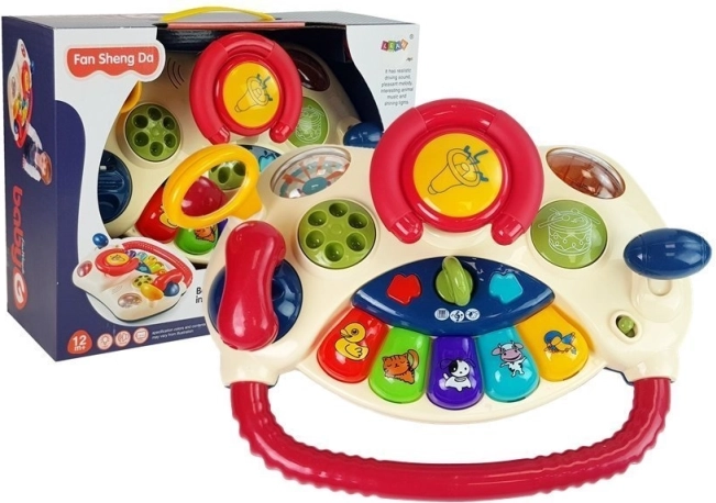 Volant interactif pour enfants avec petit piano, sons d'animaux et téléphone