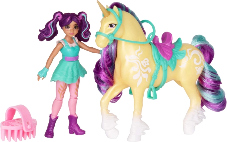 Licorne Leaf avec crinière colorée et selle