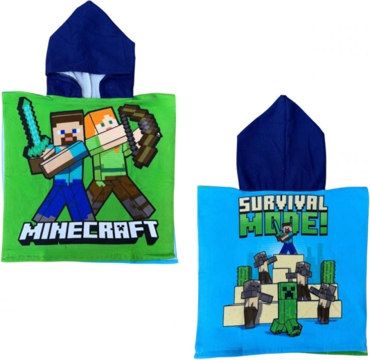 Poncho à capuche Minecraft 50 × 110 cm - 1 pièce