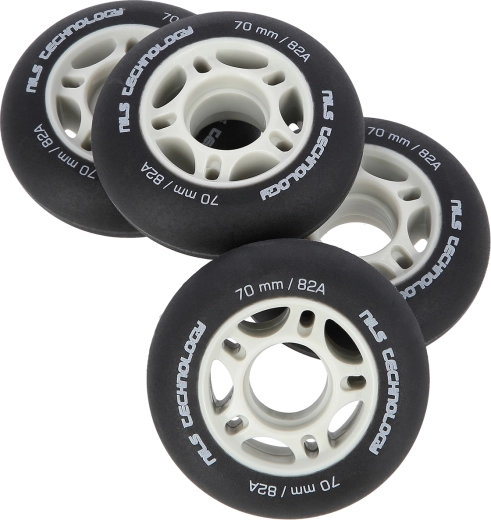 Roues mates pour roller en ligne NILS Extreme 70 mm 82A, noires, lot de 4 pièces