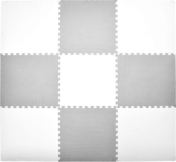 Tapis puzzle en mousse Humbi XXL blanc et gris 180 × 180 cm