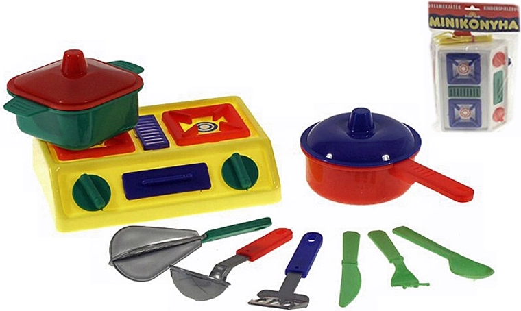 Set de vaisselle pour enfants avec réchaud, 2 couleurs