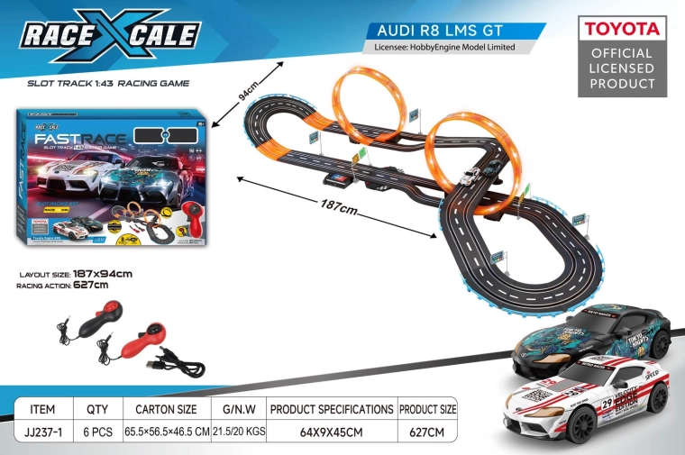 Circuit de course télécommandé Toyota 1:43, 187 × 94 cm