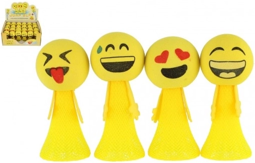 Balle sautante en mousse smiley 10 cm – assortiment d’emoticônes, boîte de 24 pcs