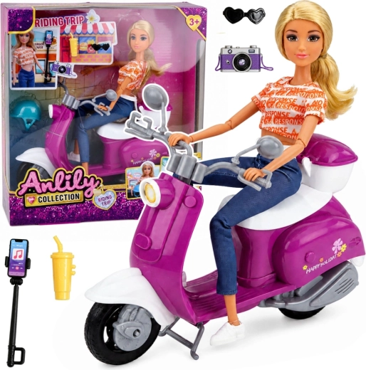 Anlily voyageuse en scooter avec casque et accessoires - 1 pièce