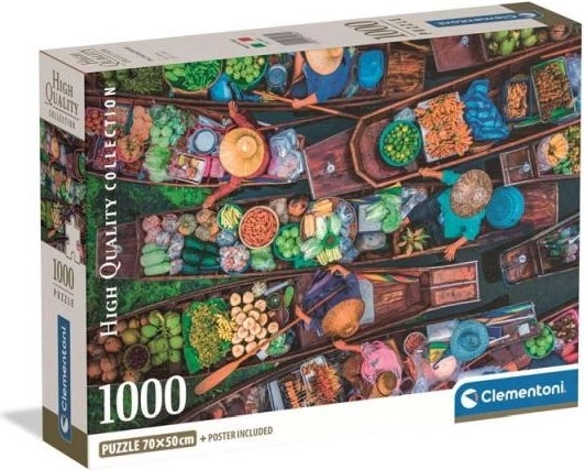 Puzzle Clementoni Marché flottant thaïlandais, 1000 pièces