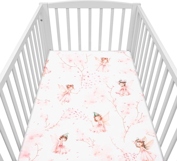 Drap-housse en coton pour lit bébé NEW BABY Fées 120×60 cm