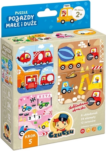 Puzzle véhicules petits et grands – jeu et puzzle en un
