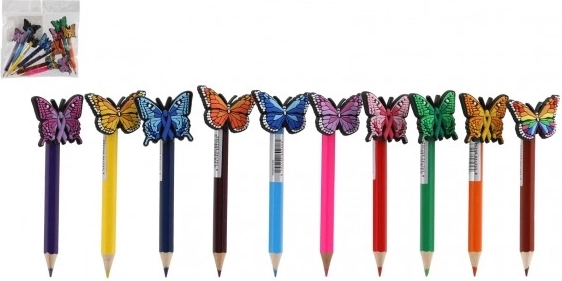 Crayons de couleur avec décoration papillon ensemble de 10 pièces