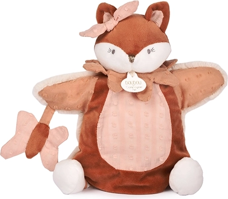 Marionnette en peluche Doudou – renard Mina rose 25 cm