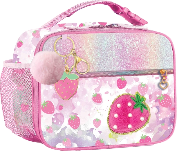 Sac isotherme pour enfants pour le déjeuner avec porte-clés fraise scintillante - 1 pièce