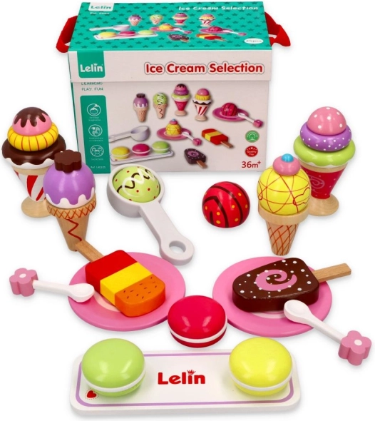 Ensemble de glaces en bois Lelin - 25 pièces