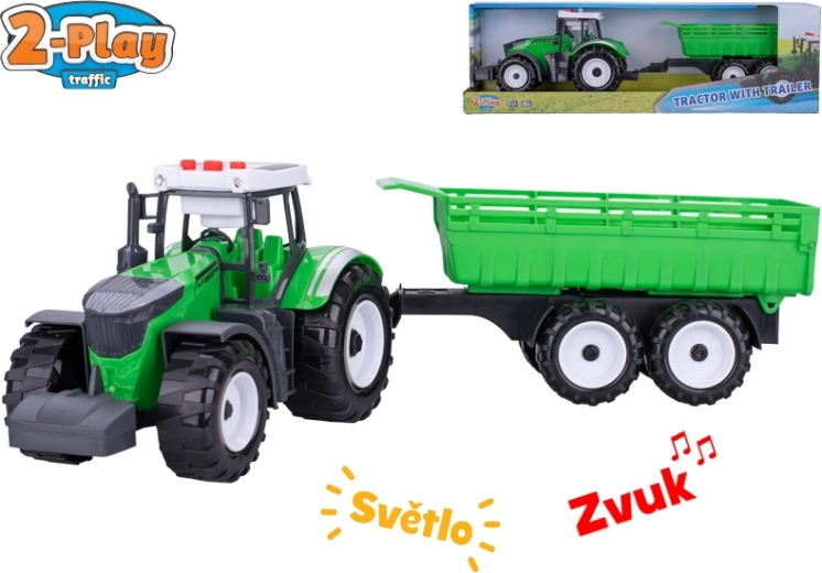 2-Play tracteur avec remorque avec lumières et sons, à inertie, 45 cm