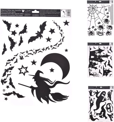 Film décoratif pour fenêtre Halloween 30 × 42 cm (mix de 4 motifs)