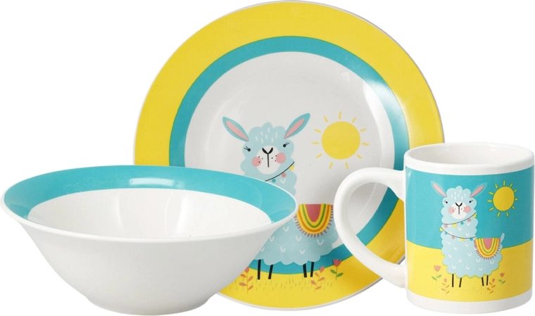 Service de table enfant en porcelaine 3 pièces – lama ou licorne