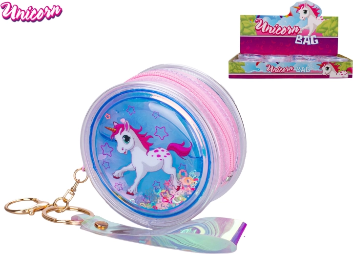 Mini sac licorne avec paillettes holographiques et porte-clés