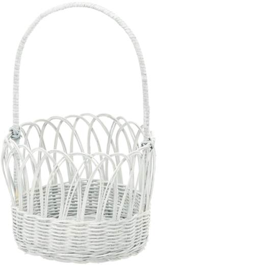 Panier en rotin avec poignée, bleu-gris effet blanchi 20 × 16/35 cm
