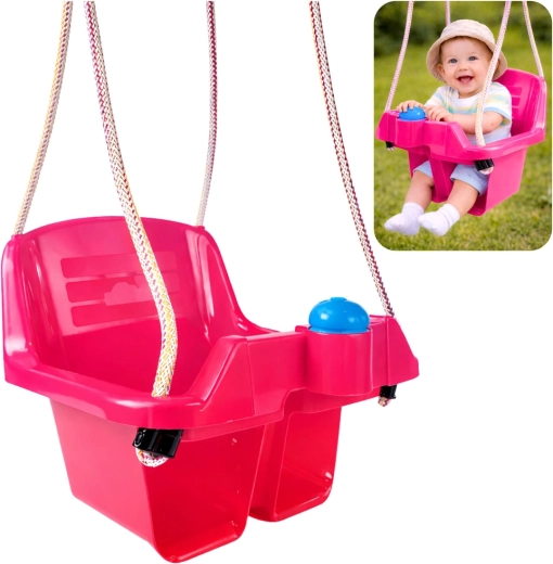 Balançoire pour bébé rose avec siège-baquet