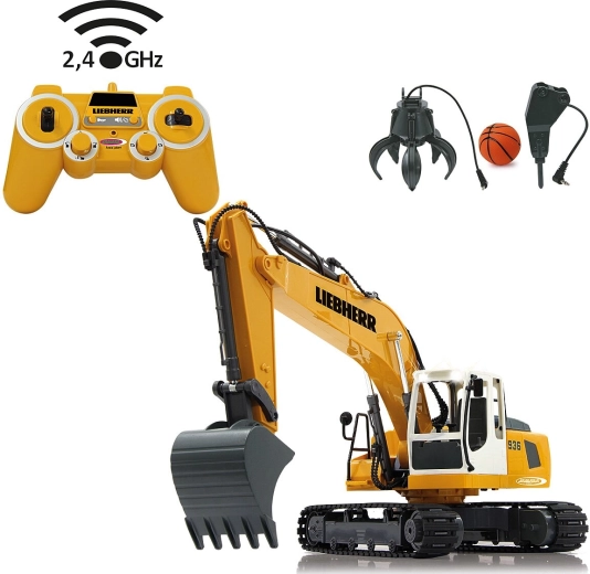 Jamara pelleteuse sur chenilles sous licence Liebherr R 936 RC 1:20 2,4 GHz avec grappin et marteau de démolition