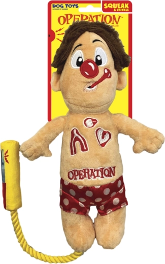 Jouet en peluche pour chiens HASBRO Operation Cavity Sam avec corde et pouic-pouic 30 cm