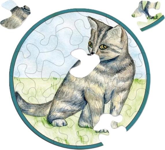 CURIOSI mini puzzle rond Picoli – chat, 33 pièces