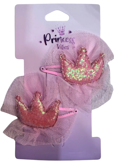 PINK barrettes à cheveux couronne pailletée, 2 pcs