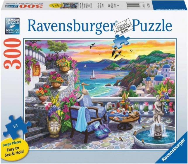 Puzzle Ravensburger Coucher de soleil sur Santorin 300 pièces