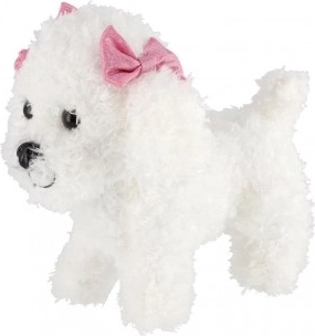 Chien en peluche avec petits nœuds 21 cm blanc