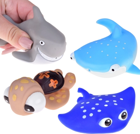 Animaux en caoutchouc pour le bain, univers marin, 4 pièces