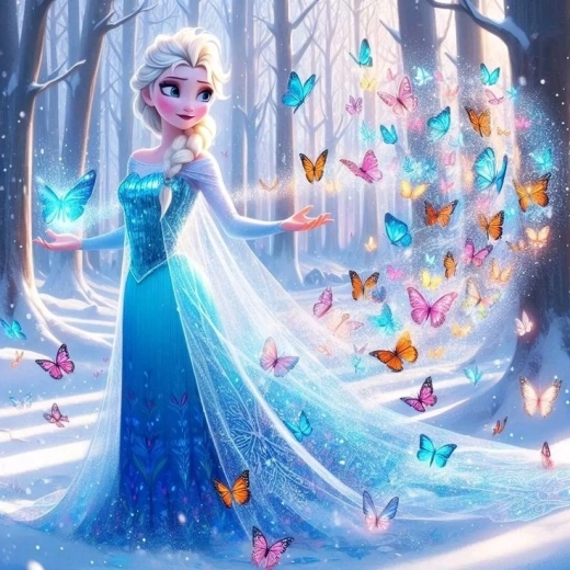 Norimpex peinture par numéros Princesse des glaces avec papillons 40 × 50 cm