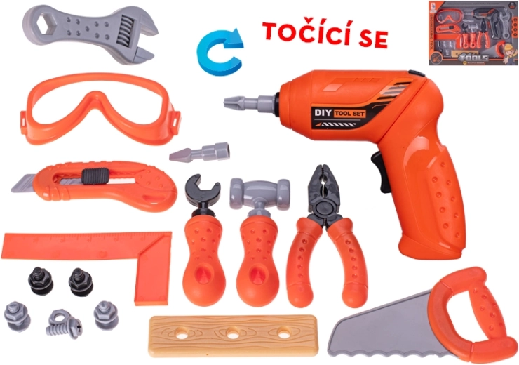 Set d’outils pour enfants avec perceuse à piles 17 cm, 16 pièces