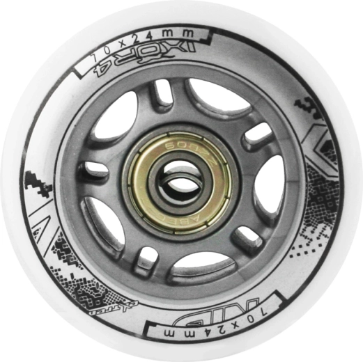 Set de roues PU blanches 70 × 24 mm avec roulements ABEC 7 NILS EXTREME