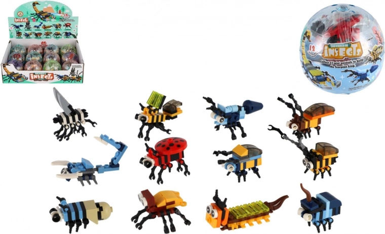 jeu de construction insectes – mini modèles en boule, assortiment d’espèces