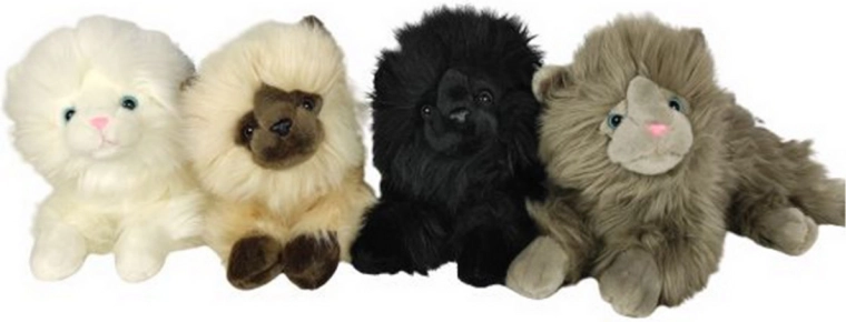 Chat persan en peluche allongé 30 cm