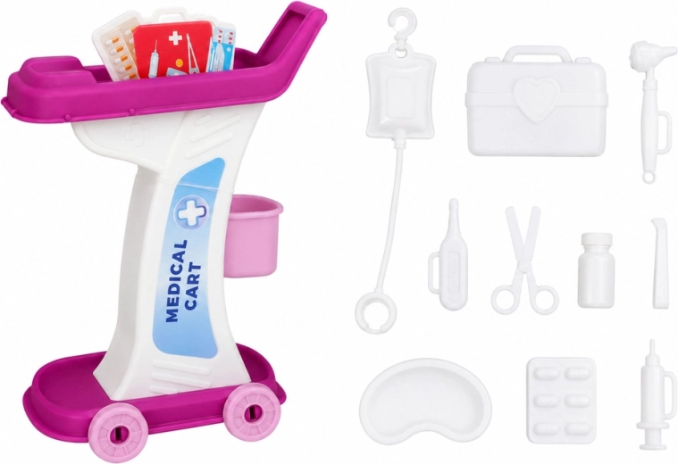 Chariot médical et accessoires comme dans un vrai cabinet