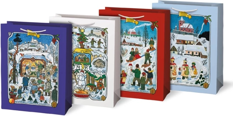 Grand sac cadeau de Noël L avec motifs JOSEF LADA