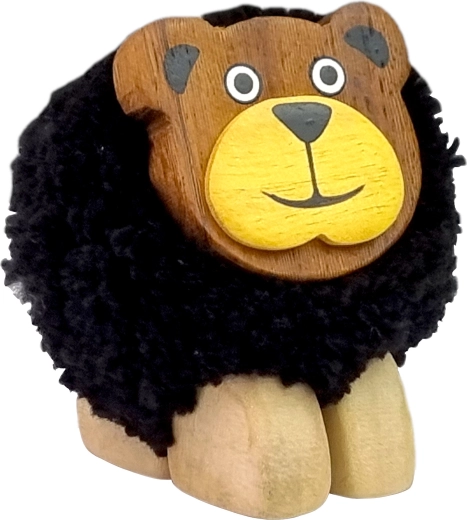 Figurine décorative en bois Ours XL Pompon