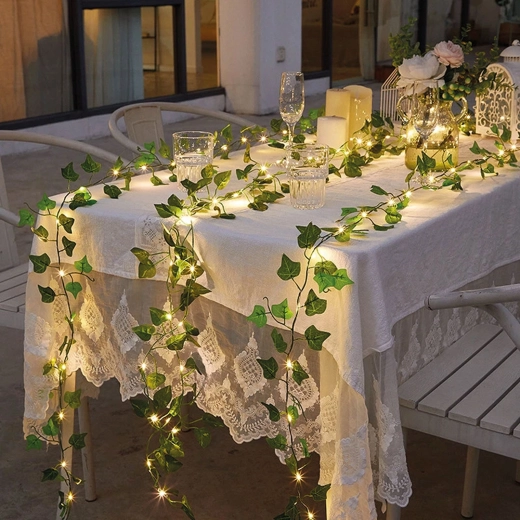 Guirlande lumineuse LED avec feuilles, 20 LED, 2 m, blanc chaud