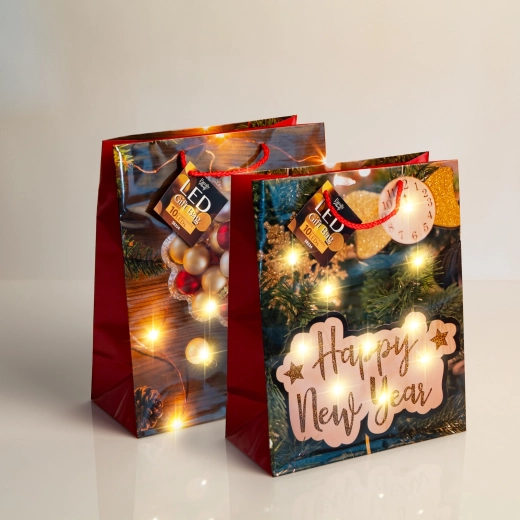 Sac cadeau LED avec 10 LED blanc chaud - 1 pièce