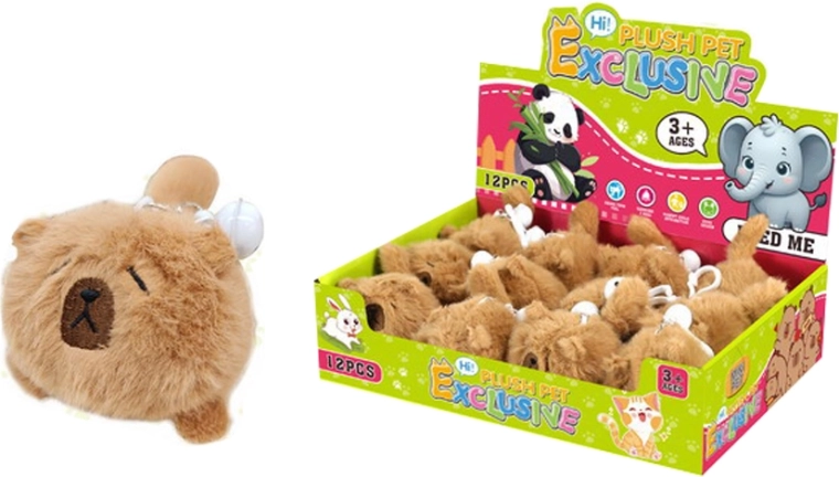 Pendentif peluche à remonter en forme de capybara avec grelot - 1 pièce