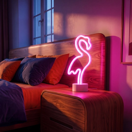 Lampe LED néon flamant rose