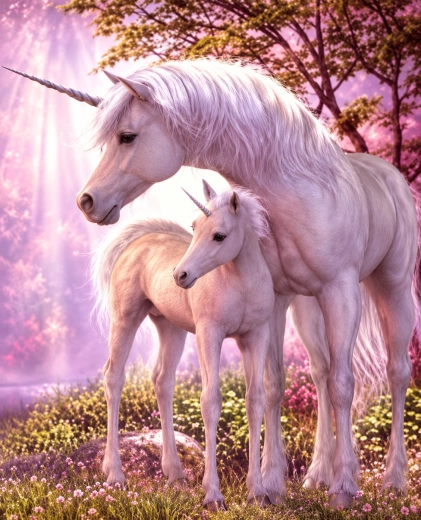 Norimpex Peinture par numéros Licorne – jument avec son poulain 40 × 50 cm
