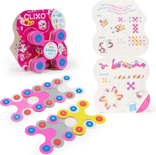 Clixo Tiny & Mighty Sparkle – kit de construction magnétique pailleté 9 pcs