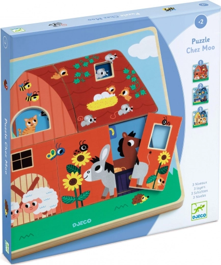Puzzle en bois à trois couches - Ferme